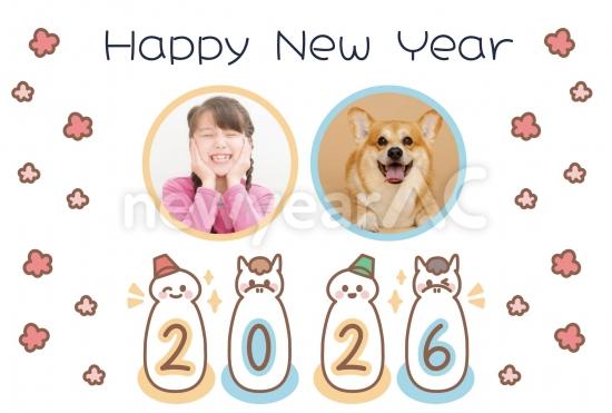 干支モチーフが並ぶかわいらしい新年デザイン