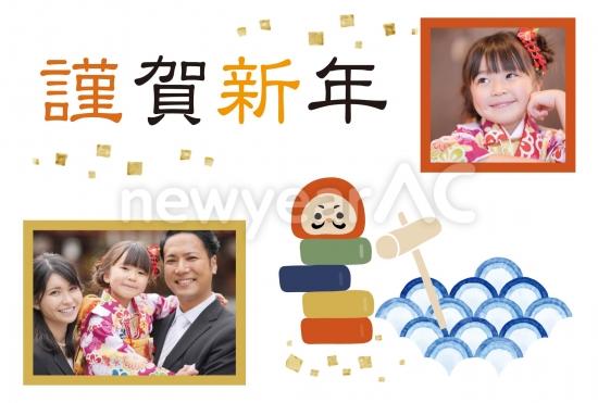 門松と伝統モチーフのにぎやかデザイン