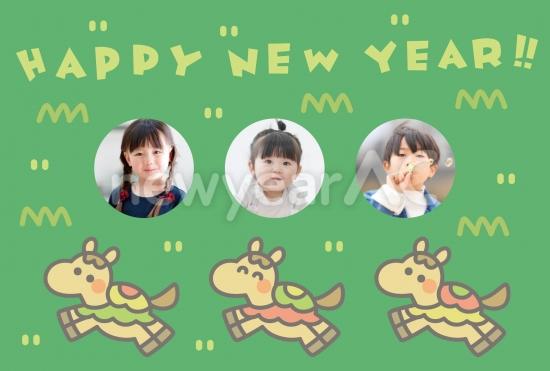 ポップな干支キャラが駆けるグリーンデザイン