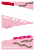 マスキングテープのヘビ　写真フレーム　ピンク