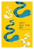 HAPPY NEW YEAR　にょろにょろ蛇　青
