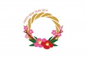 花輪とピンクと赤の花飾り
