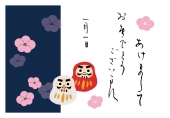 紅白達磨と梅柄