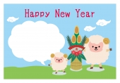 羊の親子の新年挨拶