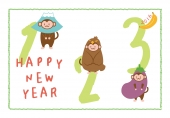 一富士・二鷹・三茄子の着ぐるみ姿の猿たち　2016正月