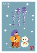 子どもと雪だるま