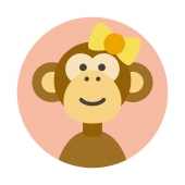 黄色リボン猿