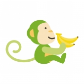 バナナを見る緑猿