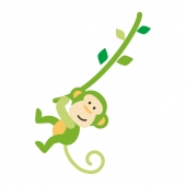 蔓にぶら下がる緑猿