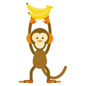 バナナを掲げる猿