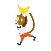 バナナを掲げて走る猿