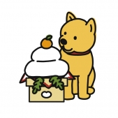 鏡餅と犬3