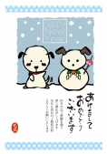 年賀状フレーム　犬と雪だるま