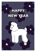 犬と花　年賀状