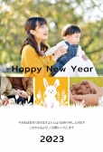 写真フレーム年賀状　草むらに座るうさぎ, happy, new, year, New Year Card template