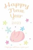 ピンクうさぎの英文年賀状