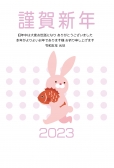鯛を持ち走るうさぎの年賀状