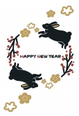 2匹の黒うさぎの年賀状