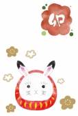 うさぎのだるまの年賀状