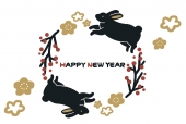 黒うさぎの卯年年賀状