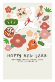 うさぎと縁起物イラストの年賀状