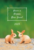シュライヒ　2匹のうさぎ　四角の白枠でHAPPY NEW YEAR