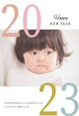 写真フレーム年賀状　大きな２０２３の文字