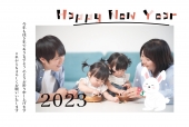 写真フレーム年賀状　花を持ったうさぎ