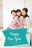 写真フレーム年賀状　緑地にHAPPY NEW YEAR