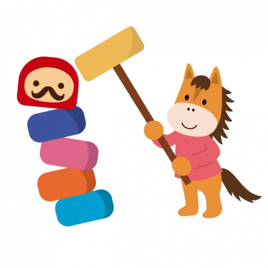 だるま落としする馬