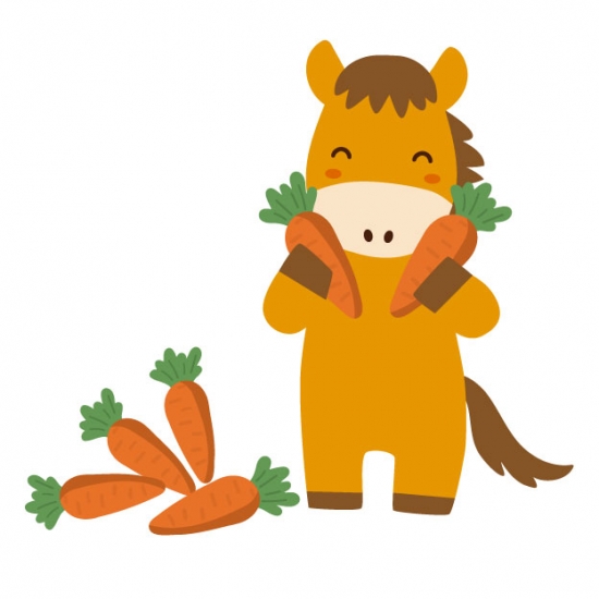 笑顔の馬と人参