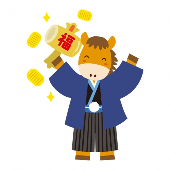打出の小槌をもつ馬