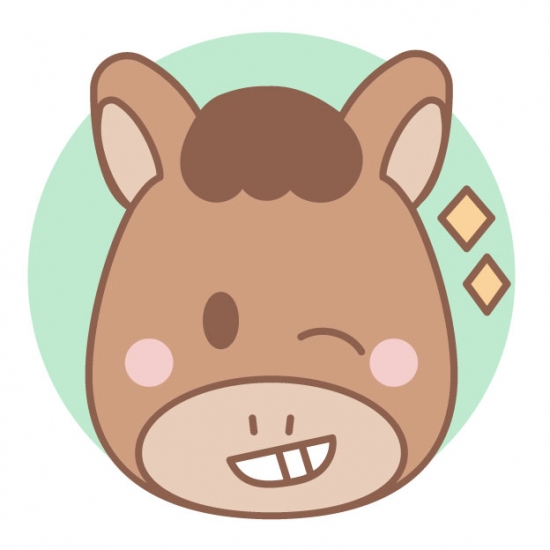 ウィンクで笑う茶色の馬