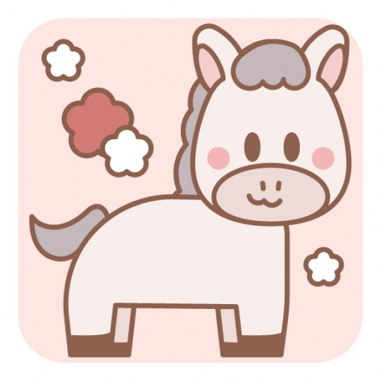 梅と白い馬