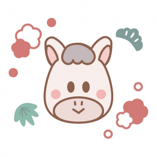 松竹梅と白い馬