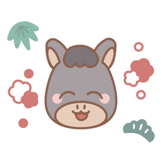松竹梅と黒い馬