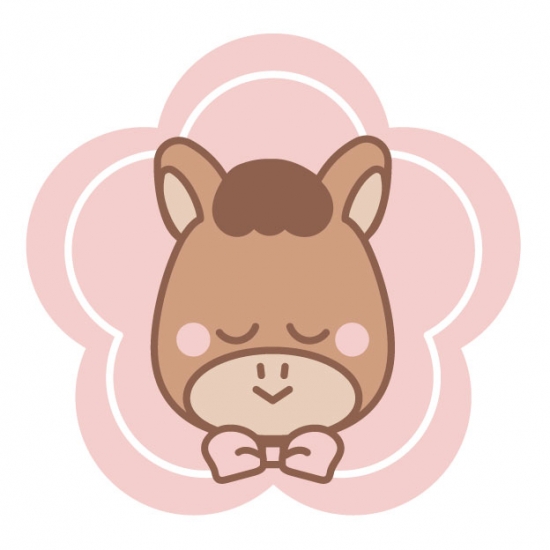梅と茶色の馬
