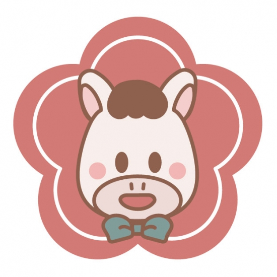梅と白い馬