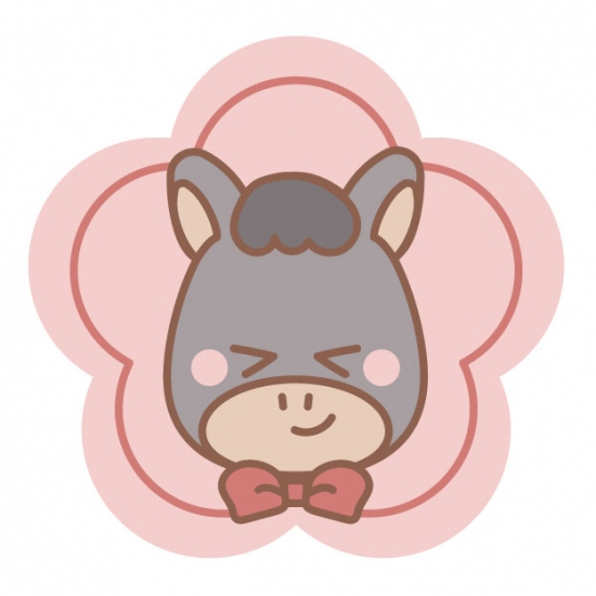 梅と黒い馬