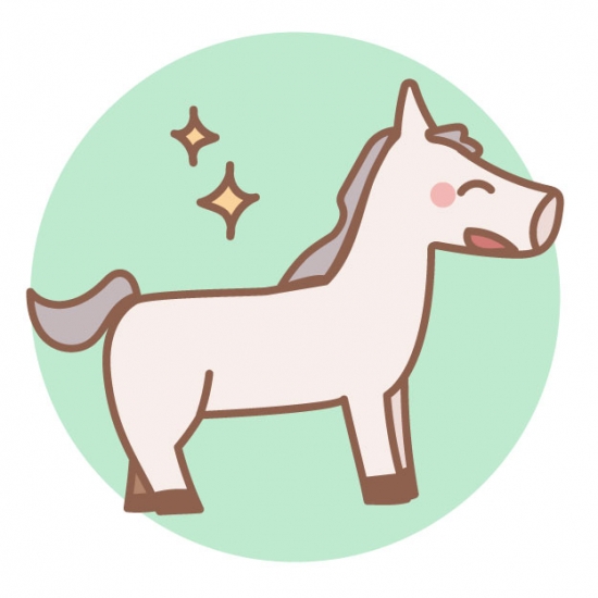 横向きの白い馬