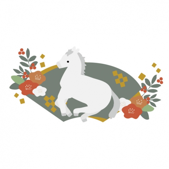 扇と白馬