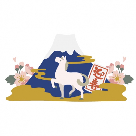 富士山と馬
