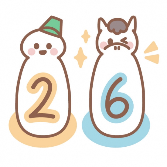 雪だるまと2026のロゴ　後半