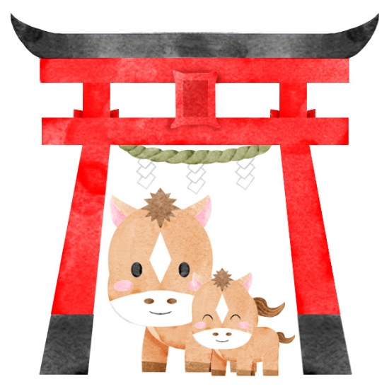 鳥居と干支の馬