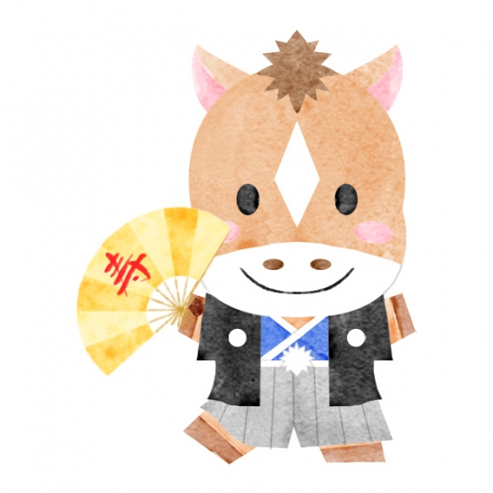 和服の干支の馬の子