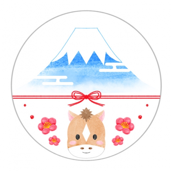 富士山と水引、干支の馬