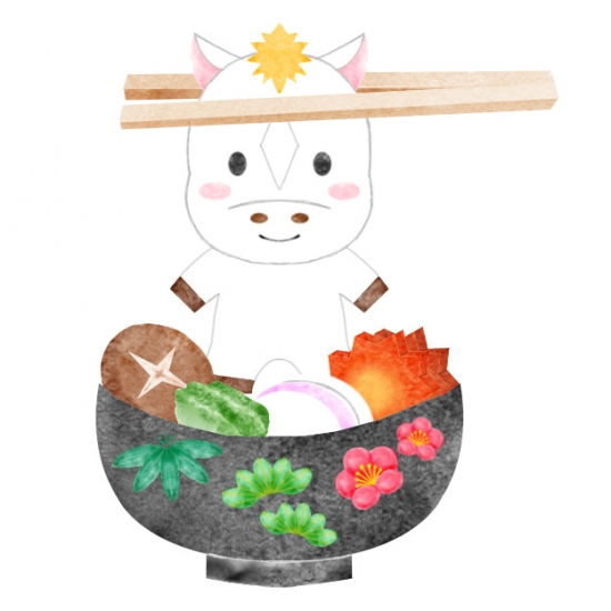 箸で持たれた干支の馬