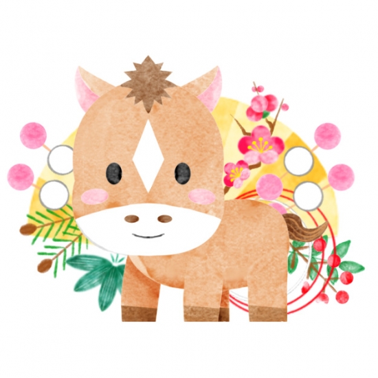 もち玉飾りと干支の馬