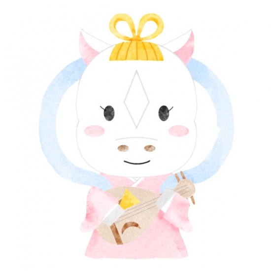七福神風の干支の馬　白