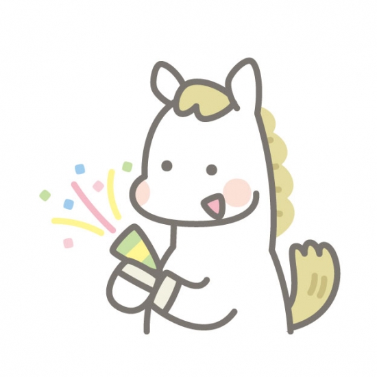 クラッカーを鳴らす馬　白馬